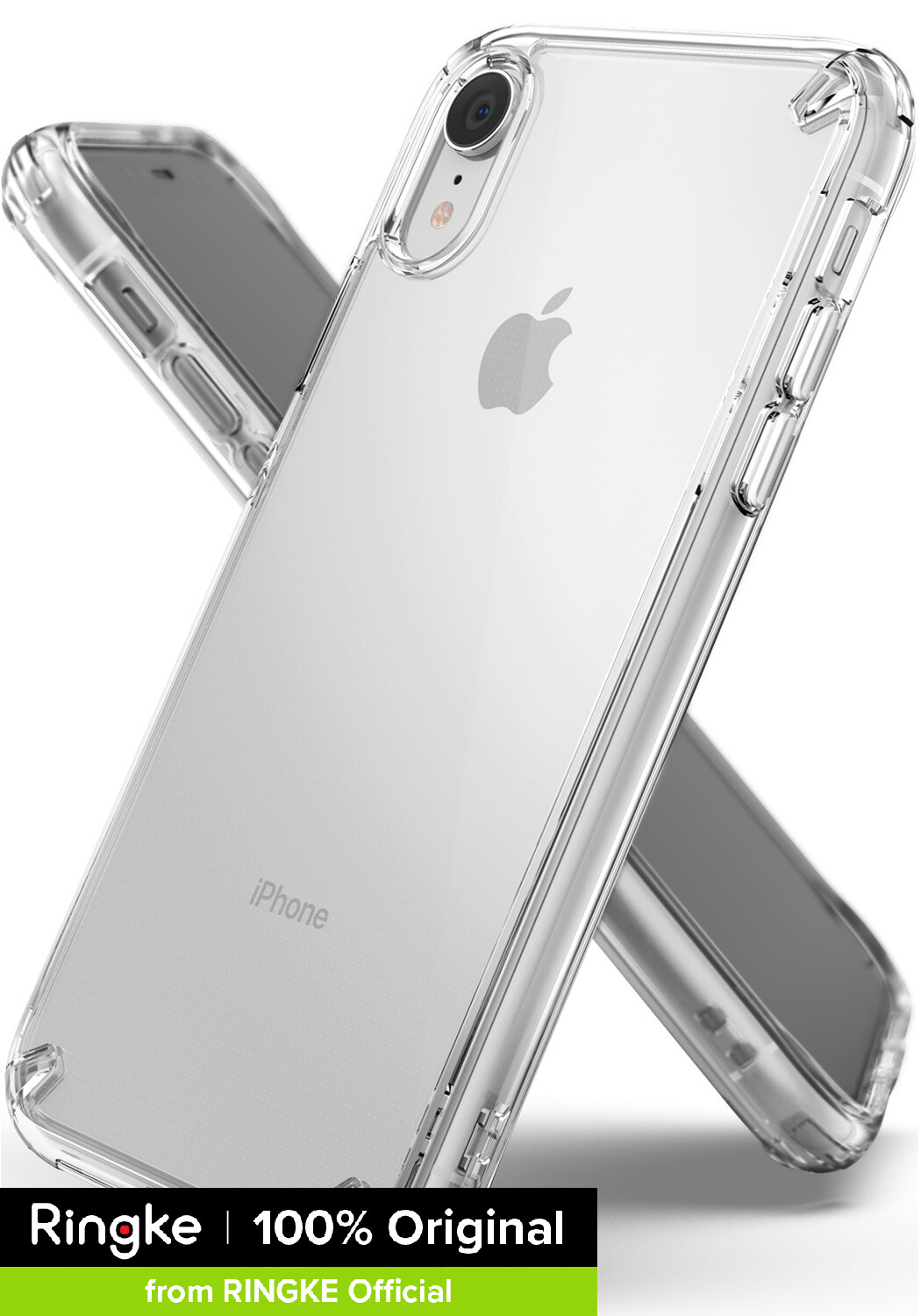 Ringke [Fusion] iPhone XR Case, Clear PC Back [Anti-Cling Dot Matrix Technology] Lightweight Upgraded Transparent TPU Bumper Cover with Wrist Strap for Apple iPhone XR 6.1